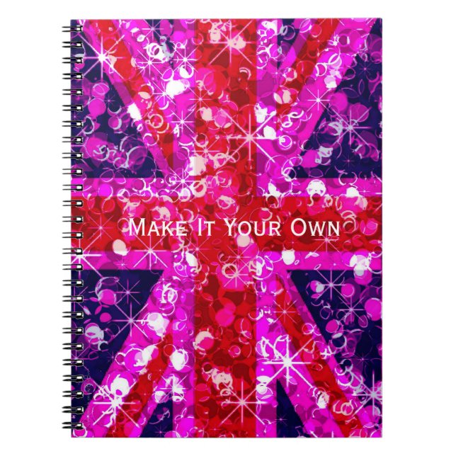 Sparkly pink UK flag Notebook (Front)