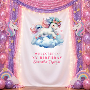 Sparkly Pink Unicorn Magical Day Unicorn Party Ban Tapestry