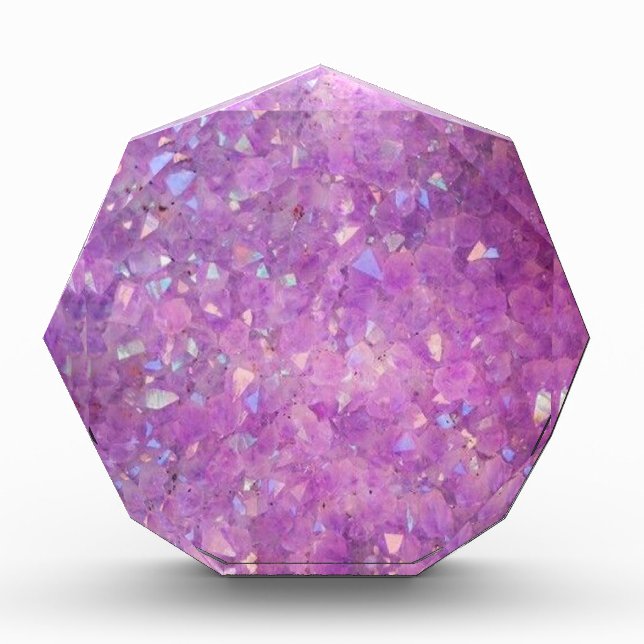 Sparkly Pinky Purple Aura Crystals Acrylic Award (Front)