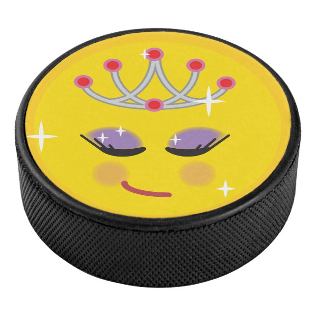 Sparkly Princess Emoticon Hockey Puck (3/4)