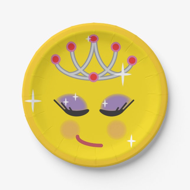 Sparkly Princess Emoticon Paper Plates (Front)
