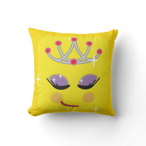 Sparkly Princess Emoticon Throw Pillow