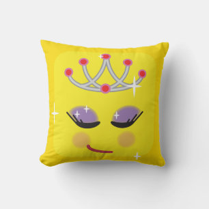 Sparkly Princess Emoticon Throw Pillow
