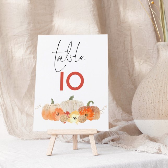 Sparkly Pumpkins Florals Wedding Table Number (Creator Uploaded)