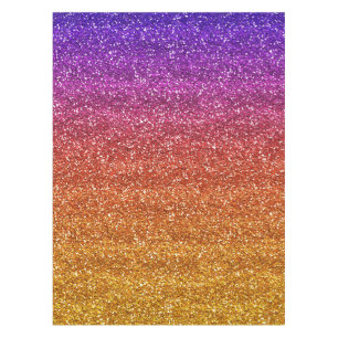 Sparkly Purple and Orange Gradient Glitter Tablecloth