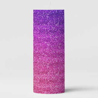 Sparkly Purple and Pink Gradient Glitter Pillar Candle