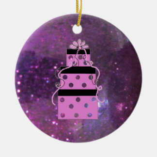 Sparkly Purple Christmas Packages Ceramic Ornament
