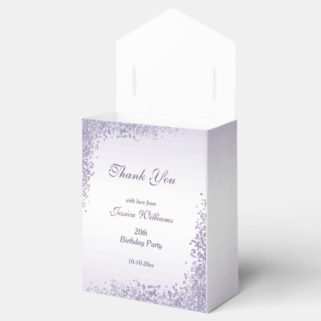 Sparkly Purple Glitter Decoration Birthday Favor Boxes (Opened)