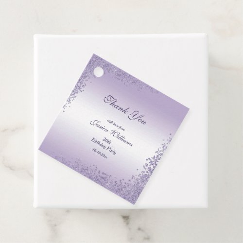 Sparkly Purple Glitter Decoration Birthday Favor Tags