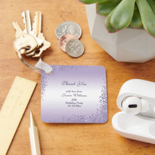 Sparkly Purple Glitter Decoration Birthday Keychain