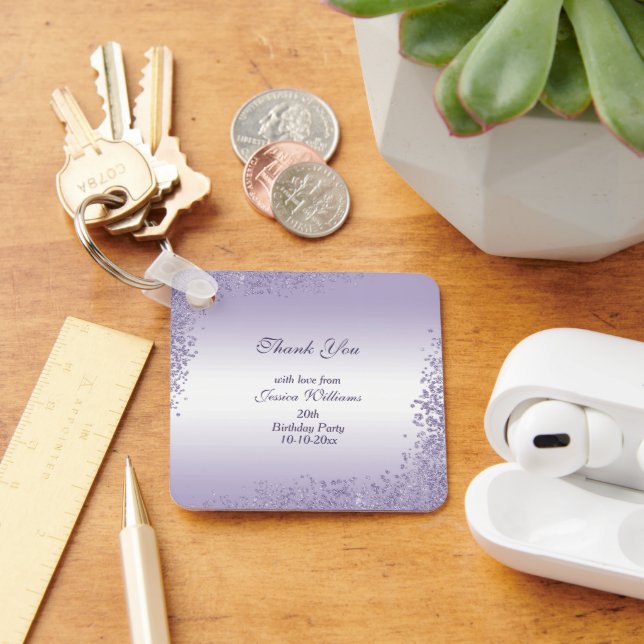 Sparkly Purple Glitter Decoration Birthday Keychain (Desk)