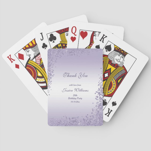 Sparkly Purple Glitter Decoration Birthday Poker Cards (Back)