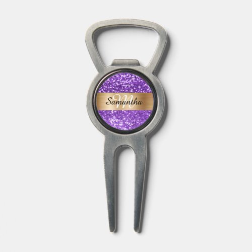 Sparkly Purple Glitter Gold Foil Monogram Divot Tool