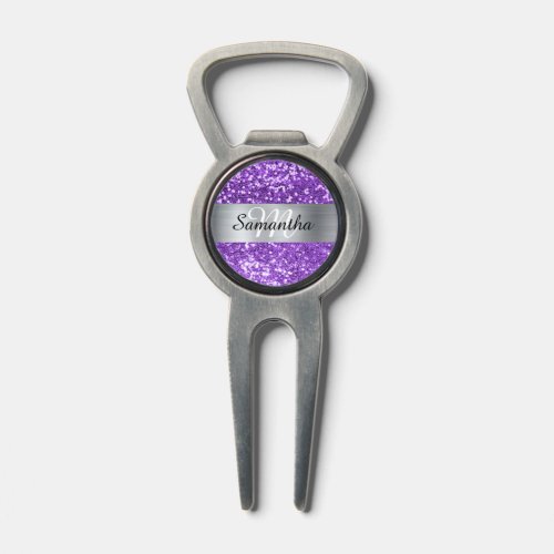 Sparkly Purple Glitter Silver Foil Monogram Divot Tool
