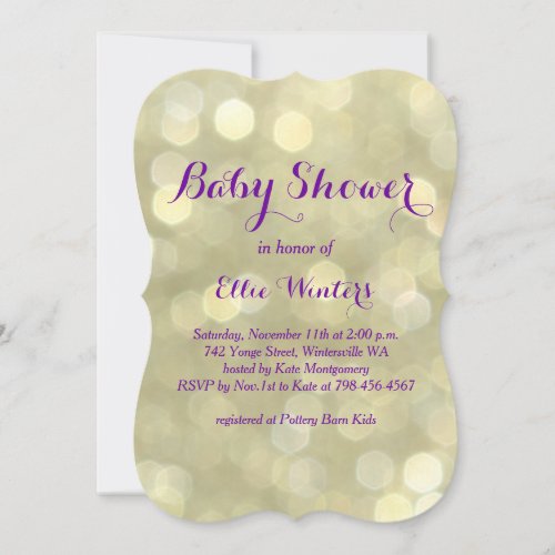Sparkly Purple  Gold Baby Shower Invitation
