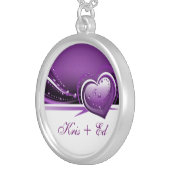 sparkly purple  hearts silver plated necklace (Front Right)