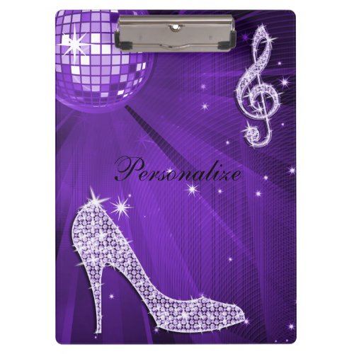 Sparkly Purple Lilac Music Note  Stiletto Heel Clipboard