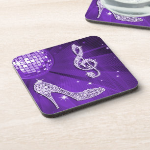 Sparkly Purple/ Lilac Music Note & Stiletto Heel Drink Coaster