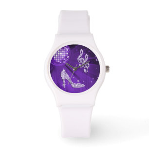 Sparkly Purple/ Lilac Music Note & Stiletto Heel Watch