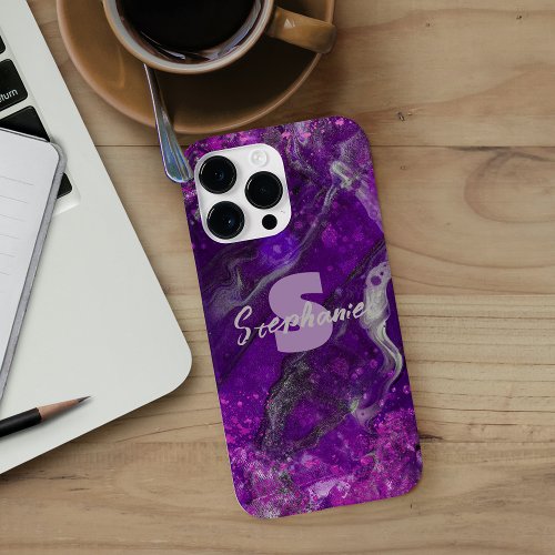 Sparkly Purple Marble Fluid Abstract Art Vibrant Case_Mate iPhone 14 Pro Max Case