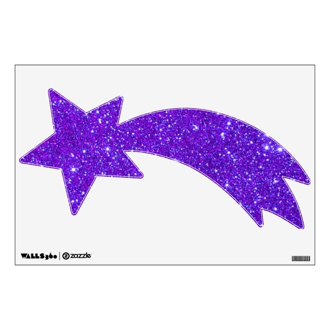 Sparkly Purple Violet Shooting Stars Universe Wall Sticker (Front)