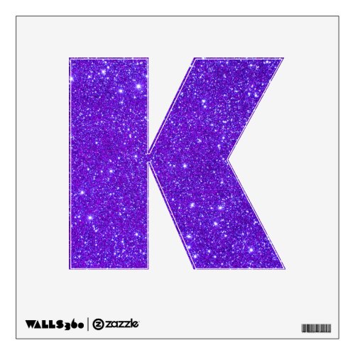 Sparkly Purple Violet Stars Letter K Wall Decal