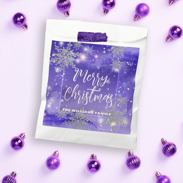 Sparkly Purple Winter Wonderland Merry Christmas Favor Bag (Creator Uploaded)