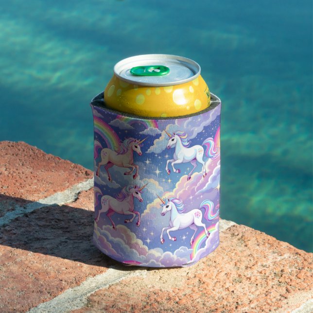 Sparkly rainbow and unicorns on clouds can cooler (In Situ Pool)