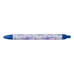 Sparkly rainbow and unicorns on clouds pen