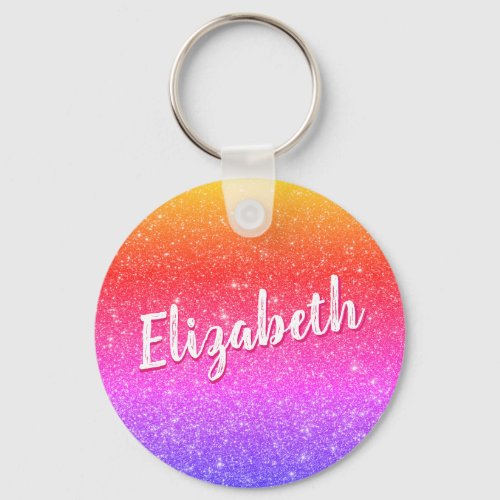 Sparkly Rainbow Custom Name Keychain