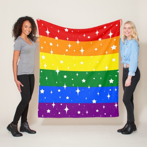 Sparkly Rainbow Flag Fleece Blanket
