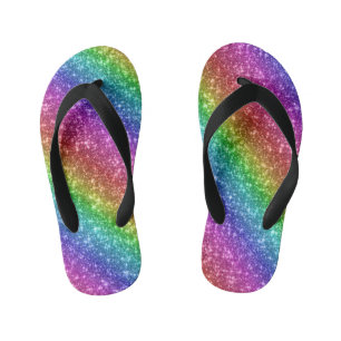 Sparkly Rainbow Glitter Kid's Flip Flops