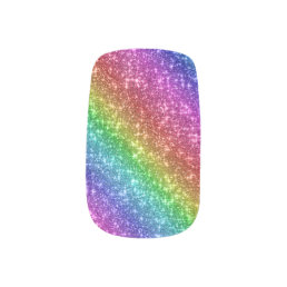 Sparkly Rainbow Glitter Minx Nail Art