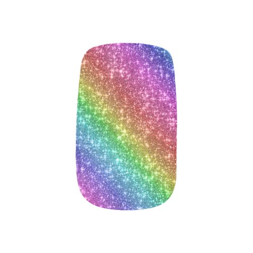 Sparkly Rainbow Glitter Minx Nail Art