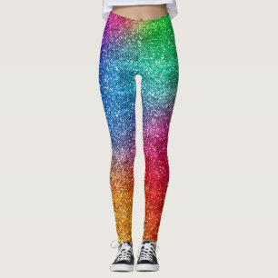 Sparkly Rainbow Gradient Glitter Leggings