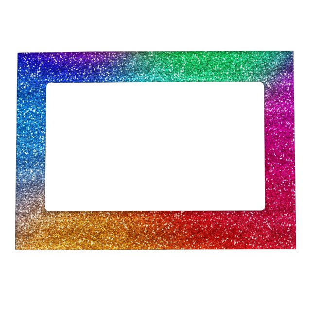 Sparkly Rainbow Gradient Glitter Magnetic Frame (Front)