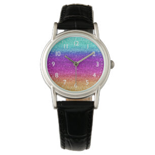 Sparkly Rainbow Gradient Glitter Watch