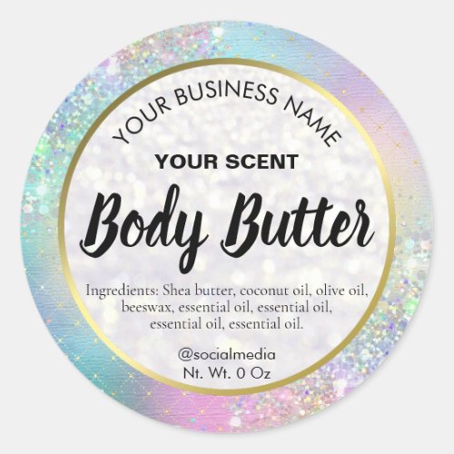 Sparkly Rainbow Pastel Colored Body Butter Labels