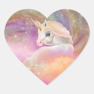 Sparkly Rainbow Universe Unicorn Heart Sticker