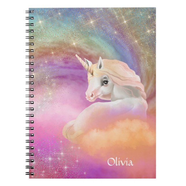 Sparkly Rainbow Universe Unicorn Notebook (Front)