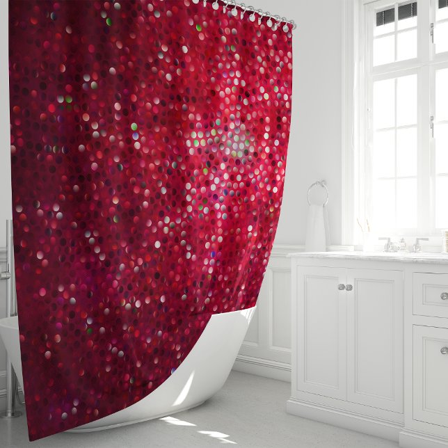 Sparkly Red Glitter Glam Shower  Curtain (Creator Uploaded)