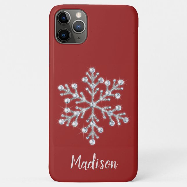 Sparkly Red Monogram iPhone Case (Back)