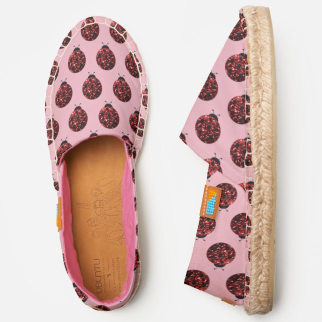 Sparkly red sparkles Ladybug Ladybird pattern pink Espadrilles (Side)