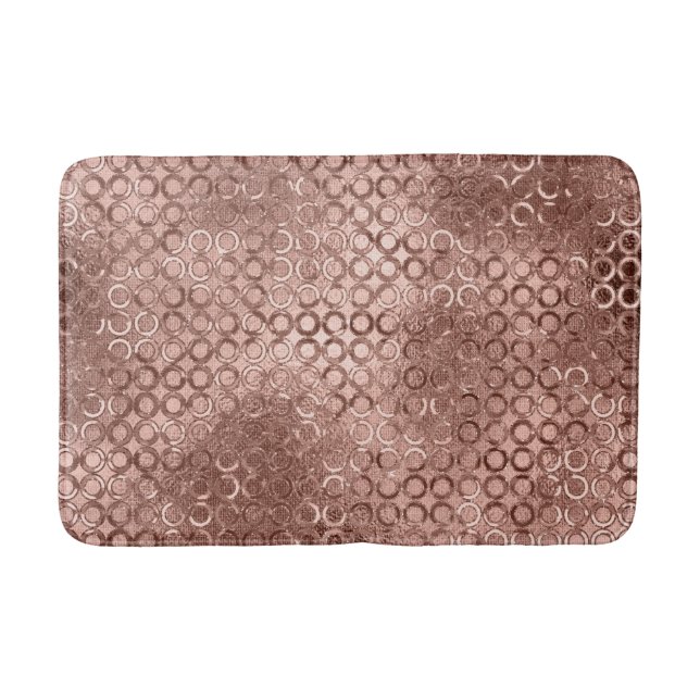 Sparkly Rose Gold Circles Pink Luxury Sparkle Girl Bath Mat (Front)