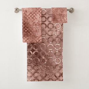 Sparkly Rose Gold Circles Pink Luxury Sparkle Girl Bath Towel Set