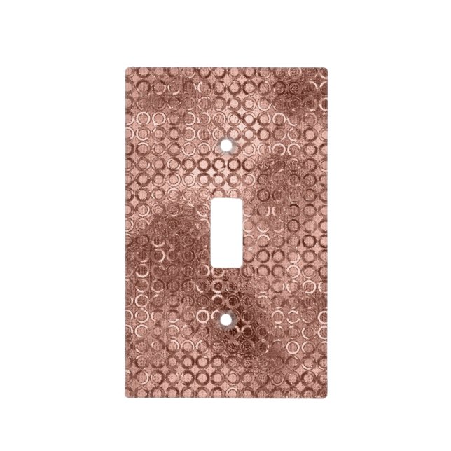 Sparkly Rose Gold Circles Pink Luxury Sparkle Girl Light Switch Cover (Front)