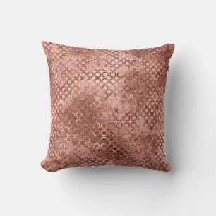 Sparkly Rose Gold Circles Pink Luxury Sparkle Throw Pillow