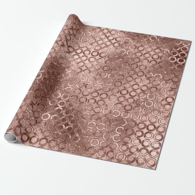Sparkly Rose Gold Circles Pink Luxury Sparkle Wrapping Paper (Unrolled)
