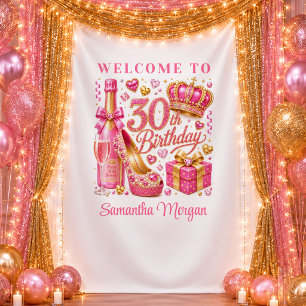 Sparkly Rose Gold Confetti 30th Birthday Tapestry