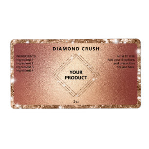 Sparkly Rose Gold Dropper Bottle Labels